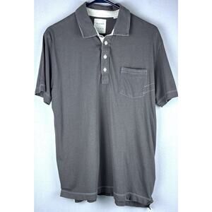 Mens Billy Reid Sz L Gray Pensacola 3Btn Polo Pima Cttn Pocket Reinforced Seams